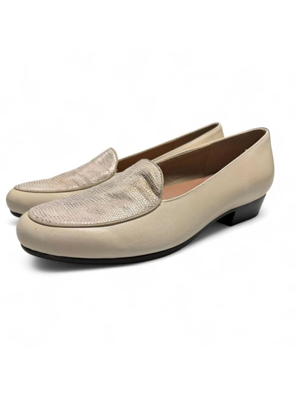 Munro Metallic Faux Snakeskin Loafers Women's 9.5 Wide Office Preppy Career - Picture 2 of 8